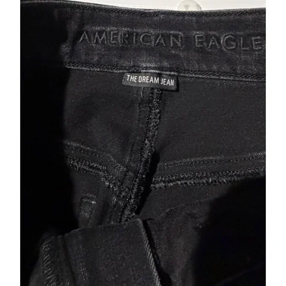 American Eagle The Dream Jean Super Skinny High Waisted Black Denim 6 Long - Picture 5 of 8